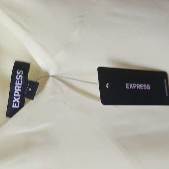 Express bright yellow satin adjustable strap top New criss cross  Small - Picture 9 of 12